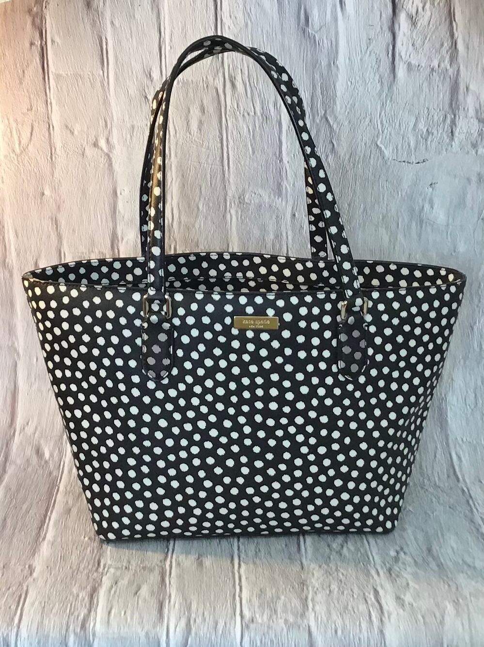 Kate Spade Dally Laurel Way Black/White Musical Polka Dot Tote